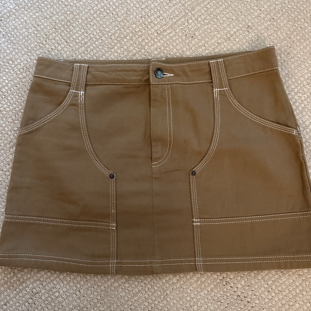 H&M Tan Mini Skirt with Stitch Detail